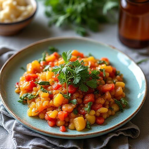 Piatto gourmet preparato con ingredienti freschi del nostro orto.