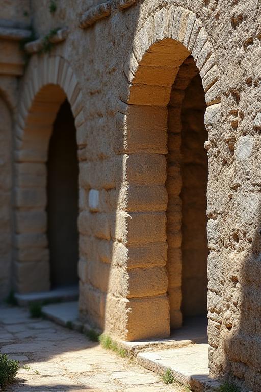 Dettaglio architettonico in pietra di un arco storico.