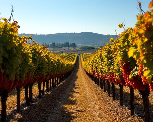 Vigneto della proprietà durante la stagione della vendemmia.